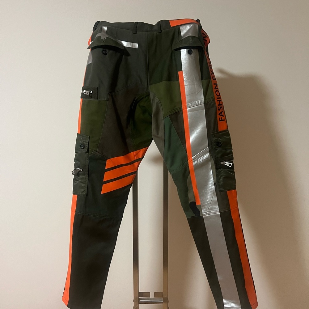 Dolce & Gabbana Orange and Silver Cargo Pants with Modern Flair